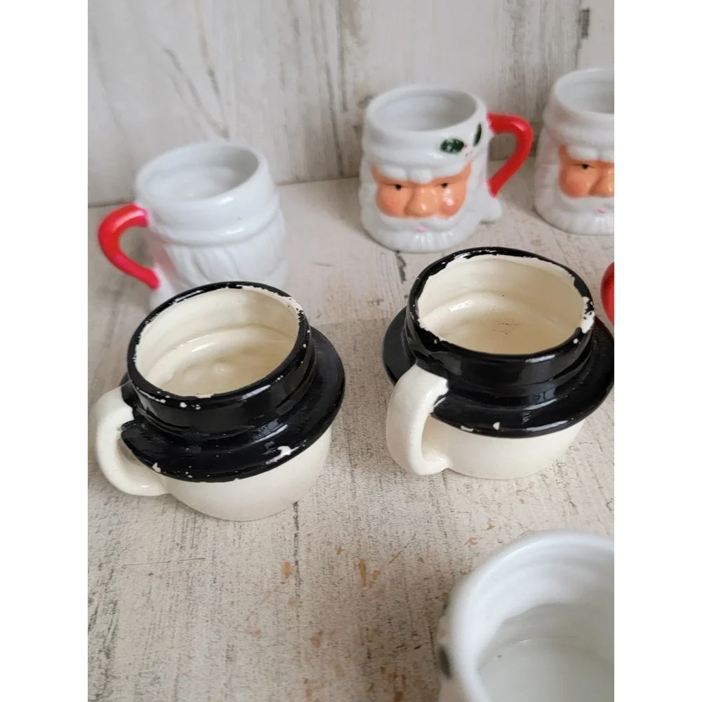 Ceramic Santa Claus mini mug cup snowman Xmas set home kitchen